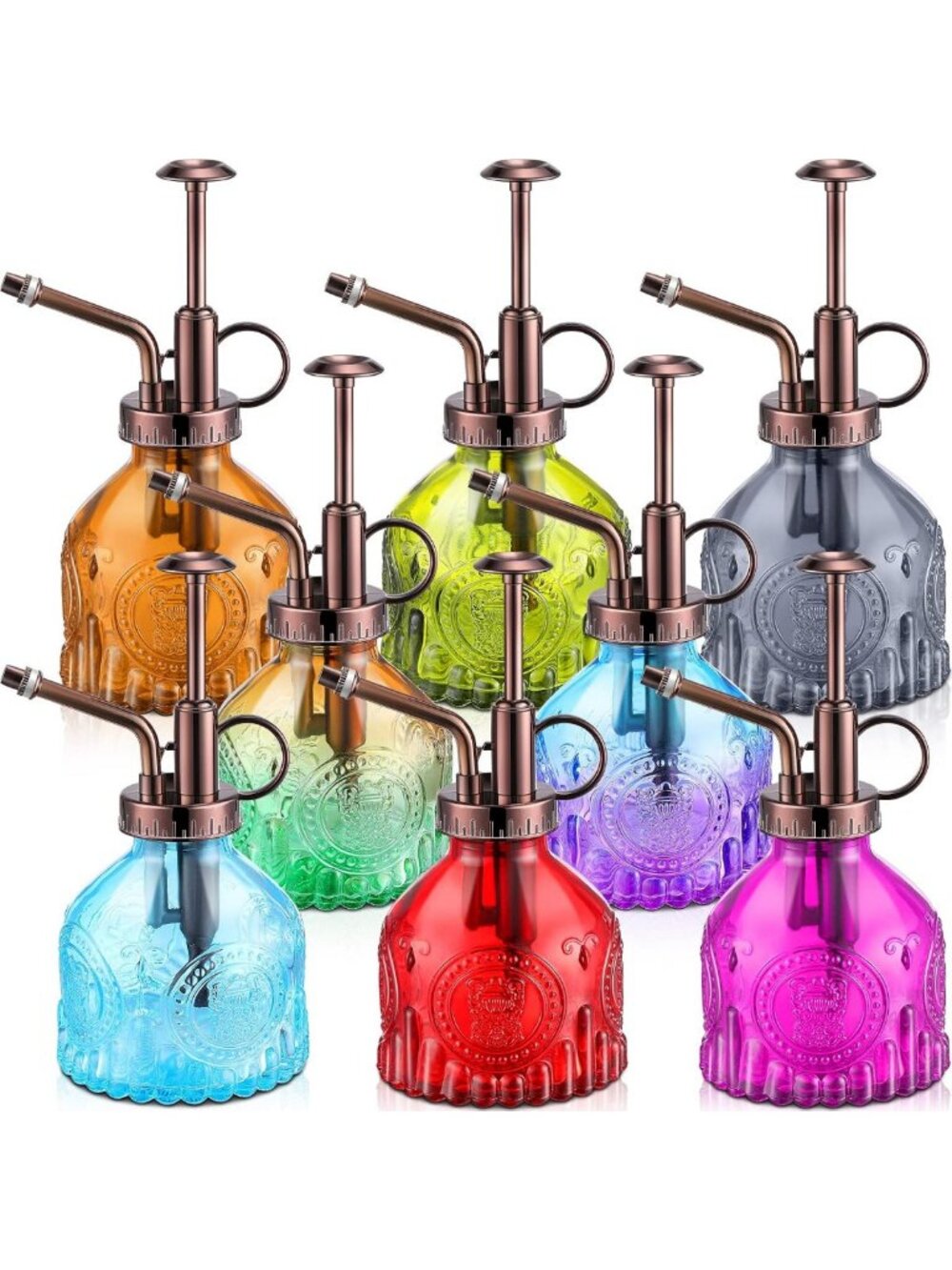 Vintage Glass Plant Mister Spray Bottle Set - 8 Pcs, 200ml Succulent Watering